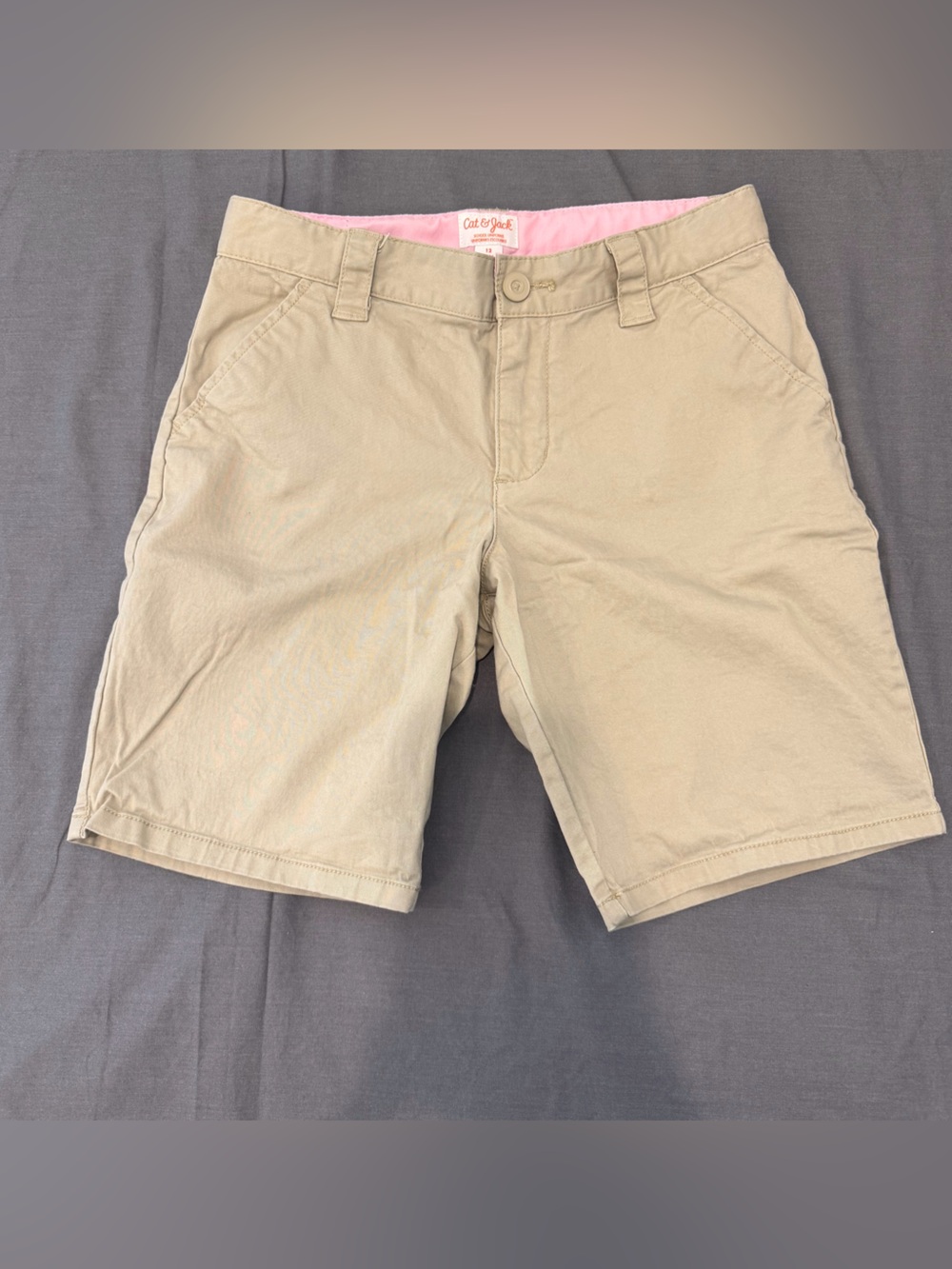 Cat & Jack Khaki Girls' Shorts size 12 with Pink Adjustable Waistband